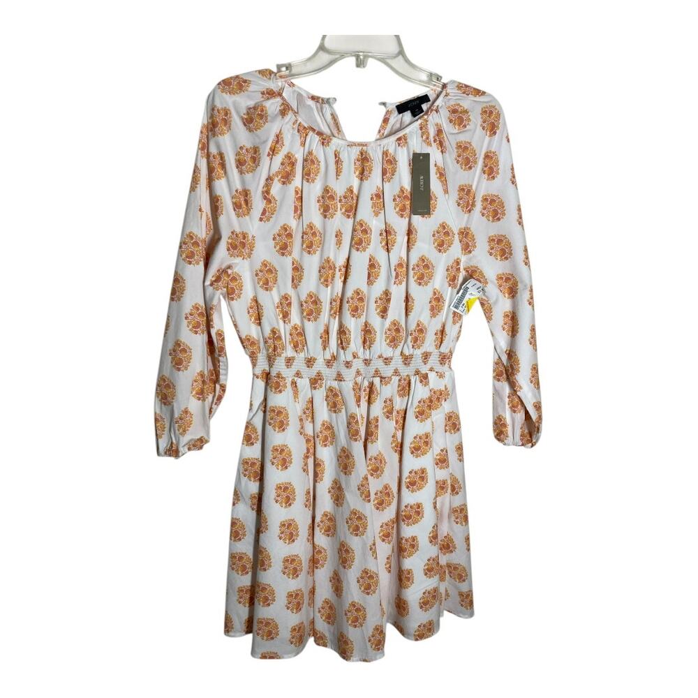 J Crew Smocked-waist mini dress in gathered floral block print